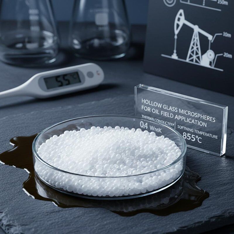Mikrosfery szklane z przewodnictwem cieplnym 0,04 WmK do zastosowań na polach naftowych i temperatury zmiękczenia 855°C