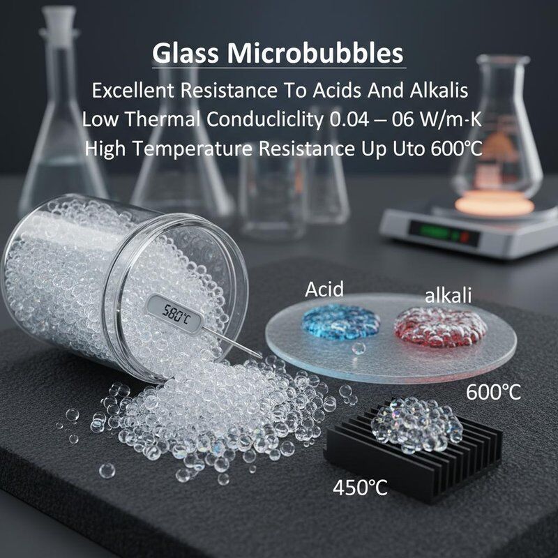 Glass Microbubbles with Excellent Resistance To Acids And Alkalis, Low Thermal Conductivity 0.04 - 0.06 W/m·K, and High Temperature Resistance Up To 600°C
