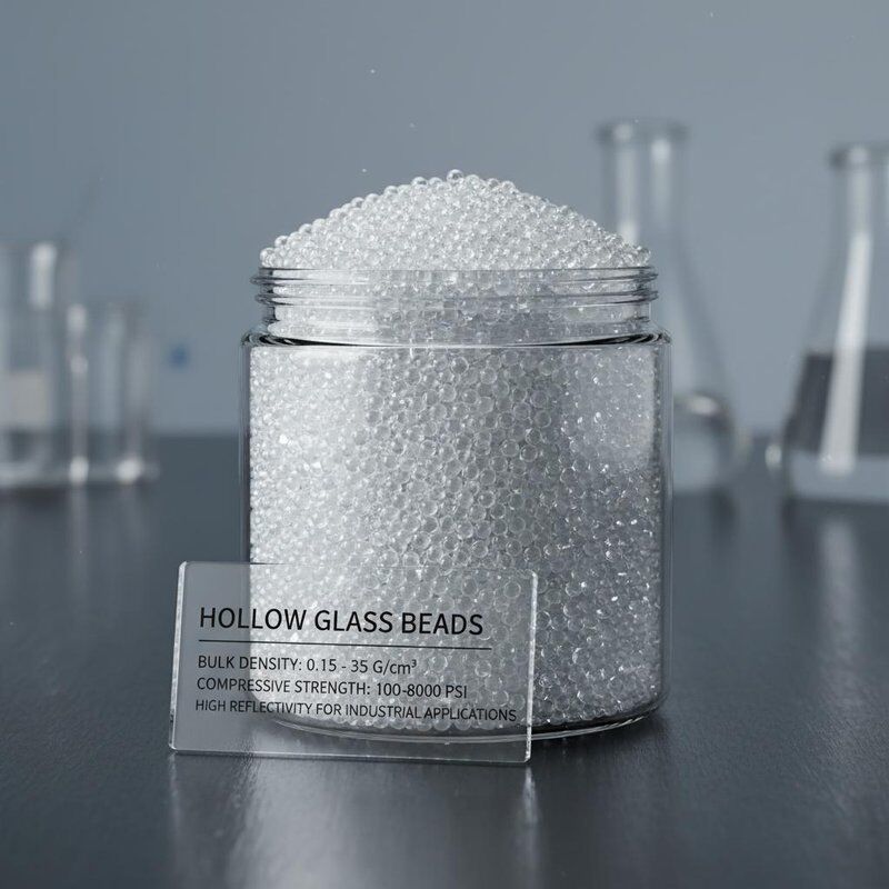 Beły szklane z 0,15 - 0,35 G/cm3 gęstości masowej, wytrzymałości na kompresję 100-8000 psi i wysokiej odbicia dla zastosowań przemysłowych